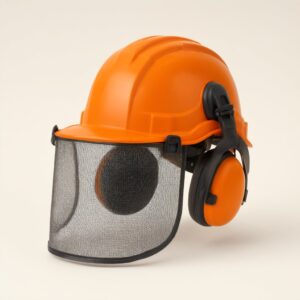 Casque forestier avec visière et coquilles