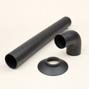 Kit tuyau de poêle Ø 150 mm — 1 m + coude 90° + rosace