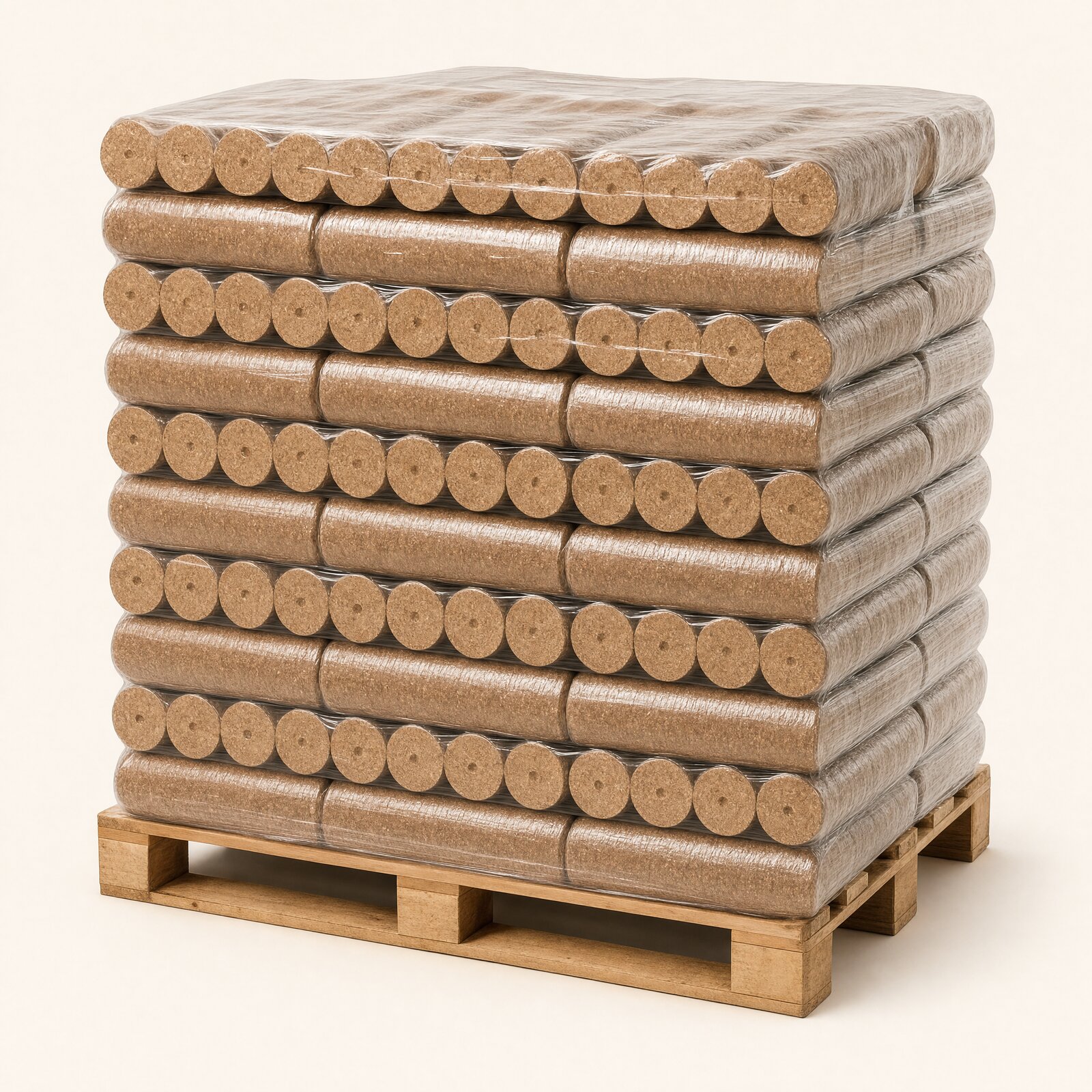 Palette de bûches densifiées — 96 packs (≈ 960 kg)