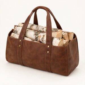 Sac à bûches en cuir pleine fleur