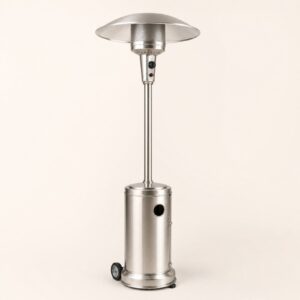 Parasol chauffant gaz 13 kW — inox, sur roulettes